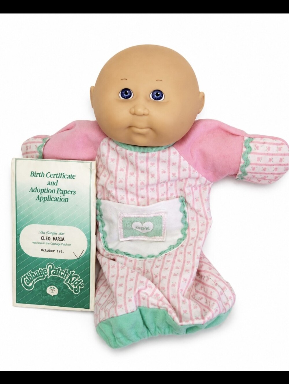 Cabbage Patch Kids Preemie Doll 13" 1991 Vintage With Birth Certificate Fair